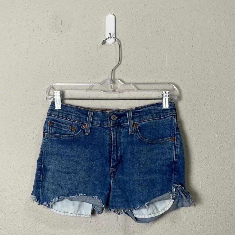 Levi’s 511 Cutoff Denim Shorts W28 L30 Frayed Hem Distressed Medium Wash